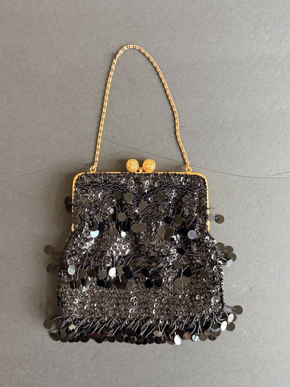 Handmade Vintage Vivant by Sarnie Black Sequin & Beaded Evening Bag | Hong Kong